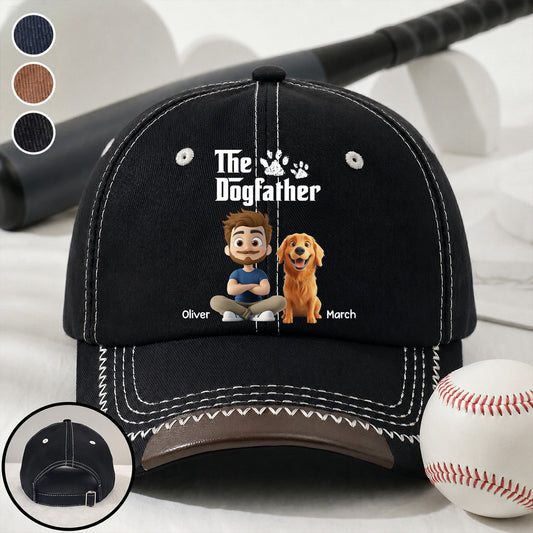 PSC02 The Dogfather Dog Lover - Personalized Custom Vintage Soft Baseball Cap