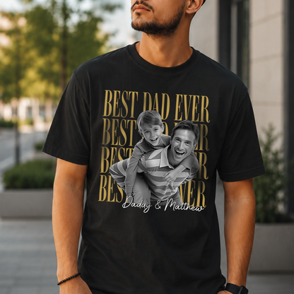 VPST47 Best Dad Ever Vintage Photo Upload - Personalized T-shirt Hoodie