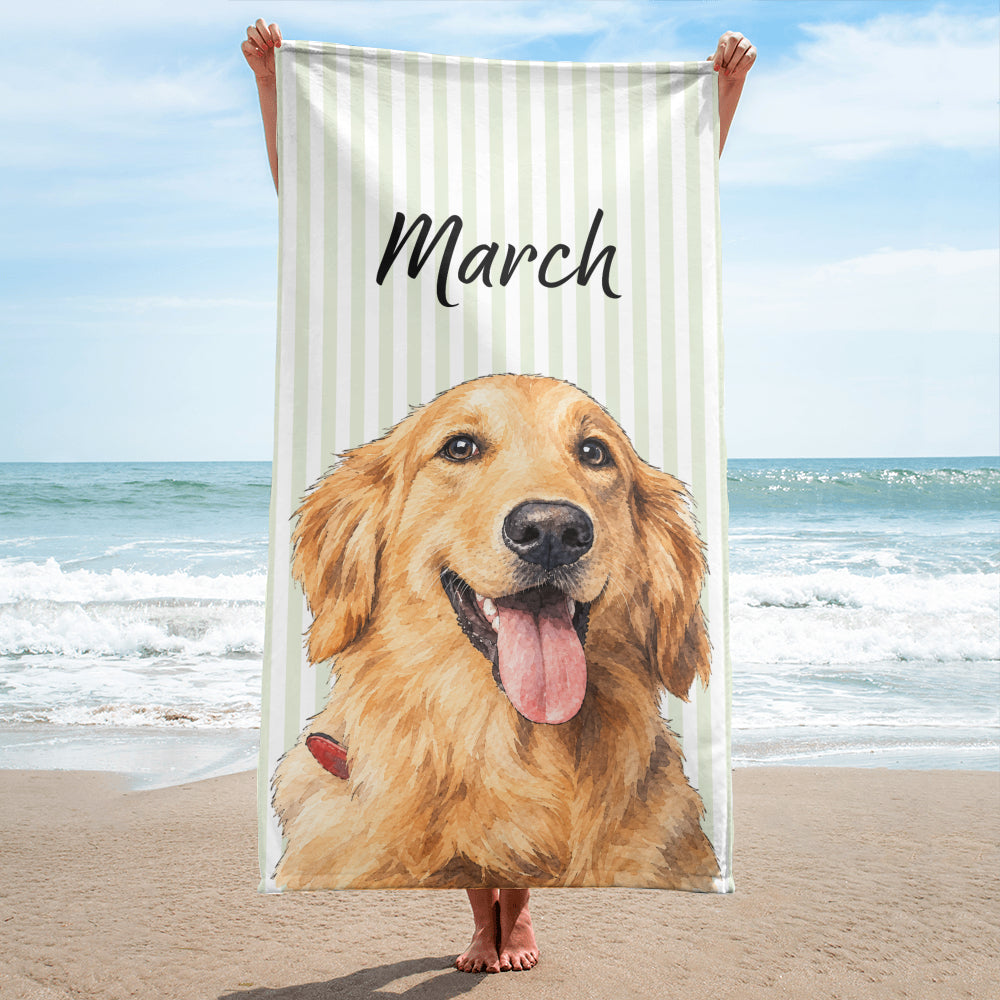 PST233 Photo Upload Pet's Lover Gingham - Personalized Beach Towel