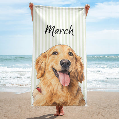 PST233 Photo Upload Pet's Lover Gingham - Personalized Beach Towel
