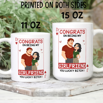 VPST81 Congrats On Being My Wife Playcard - Personalized White Mug Accent Mug