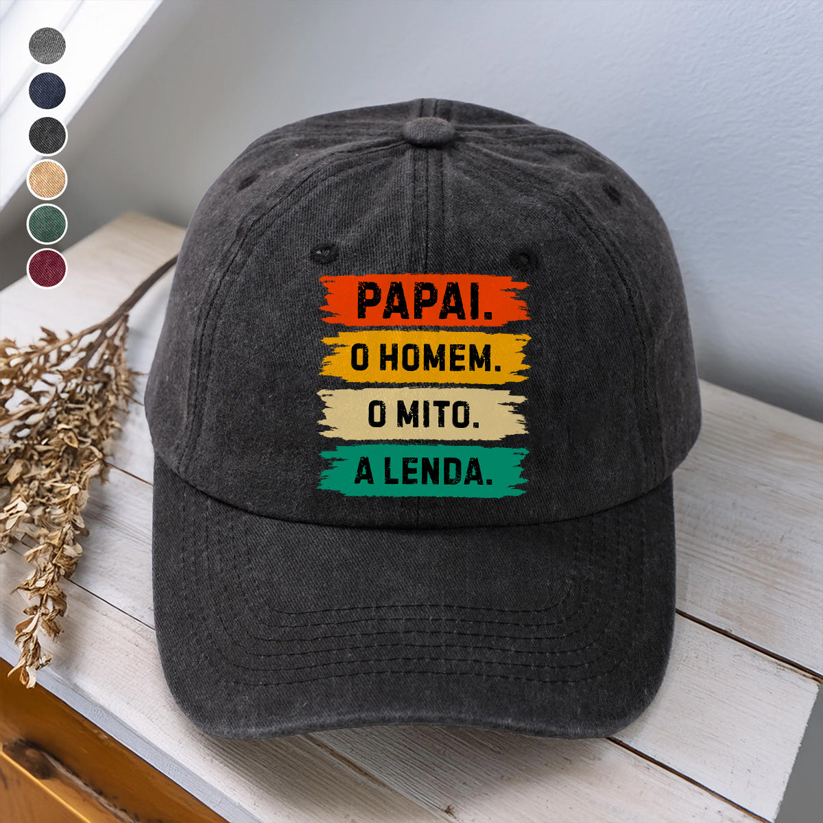 PST214 Papal O Homem O Mito A Lenda - Personalized Custom Wash Denim Cap