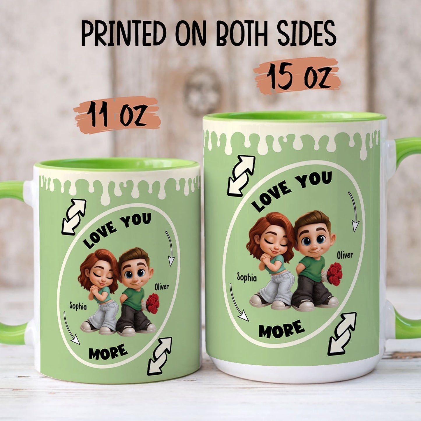 TPST04 Love You More - Personalized White Accent Mug