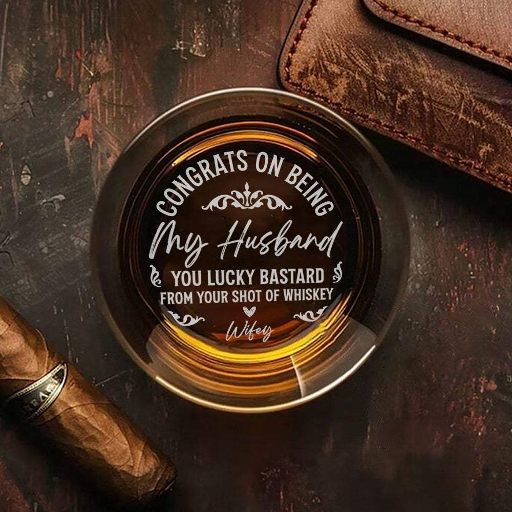 PWG02 Congrats On Being My Husband - Personalized Engraved Whiskey Glass