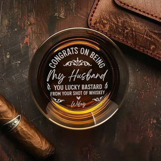 PWG02 Congrats On Being My Husband - Personalized Engraved Whiskey Glass