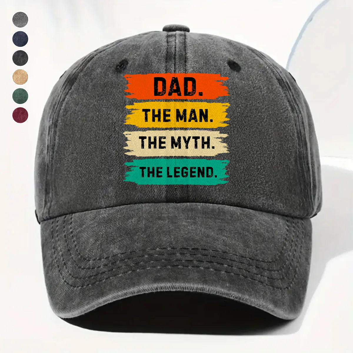 PST214 Dad The Man The Myth The Legend - Personalized Custom Wash Denim Cap