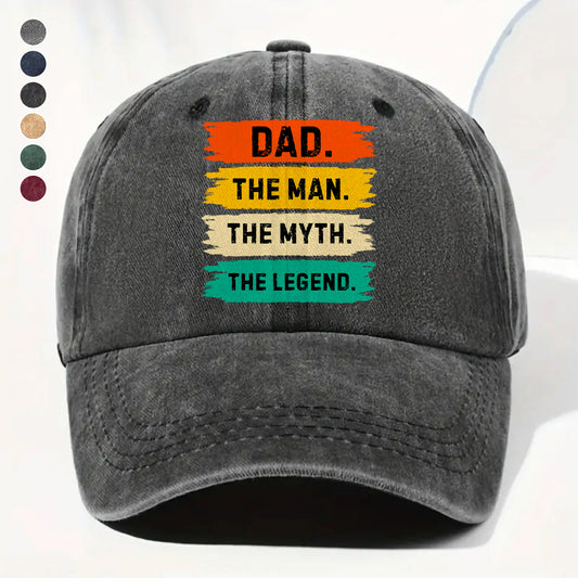 PST214 Dad The Man The Myth The Legend - Personalized Custom Wash Denim Cap