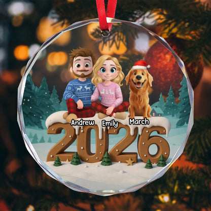 PSTG17 2026 Fur Parents Christmas 3D Effect - Personalized Glass Ornament