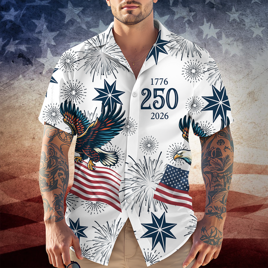 PSH16 Personalized USA 250 Anniversary Eagle - Custom Hawaiian Shirt