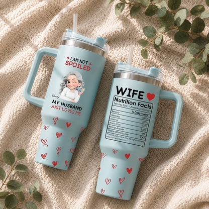 PST151 I'm Not Spoiled My Husband Just Loves Me - Personalized 40oz Tumbler Handle Color