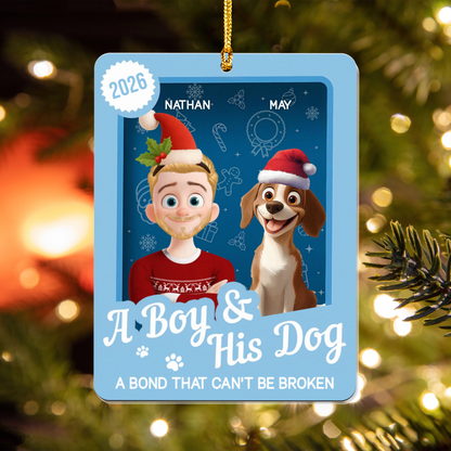 PSTG15 A Boy And His Dog A Bond That Can't Be Broken - Personalized Acrylic Ornament