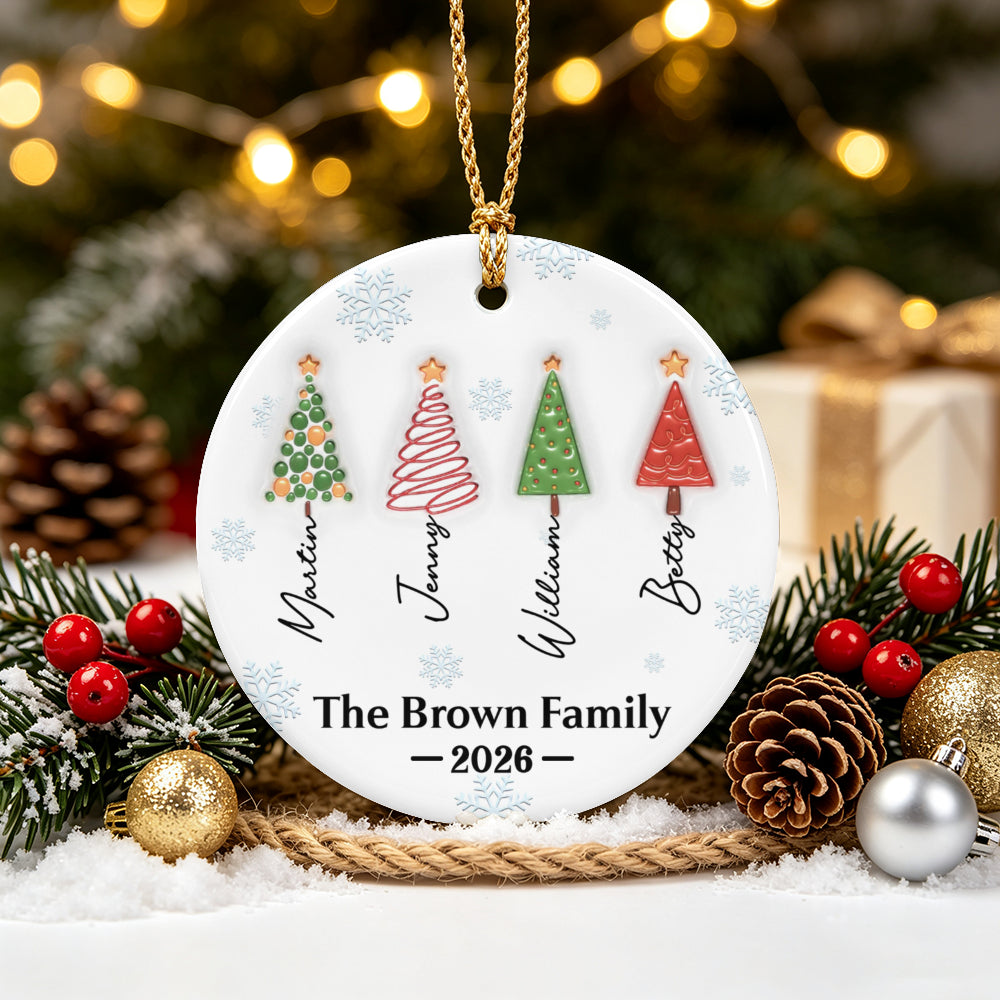 UPST173 Family Forever Linked Together - Personalized Ceramic Ornament