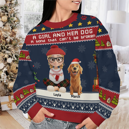 PSTS01 A Girl And Her Dog A Bond That Can't Be Broken - Personalized Custom Sweater