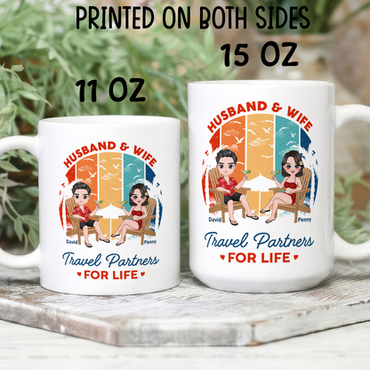 VPST36 Husband and Wife Travel Partners For Life - Personalized White Mug Accent Mug