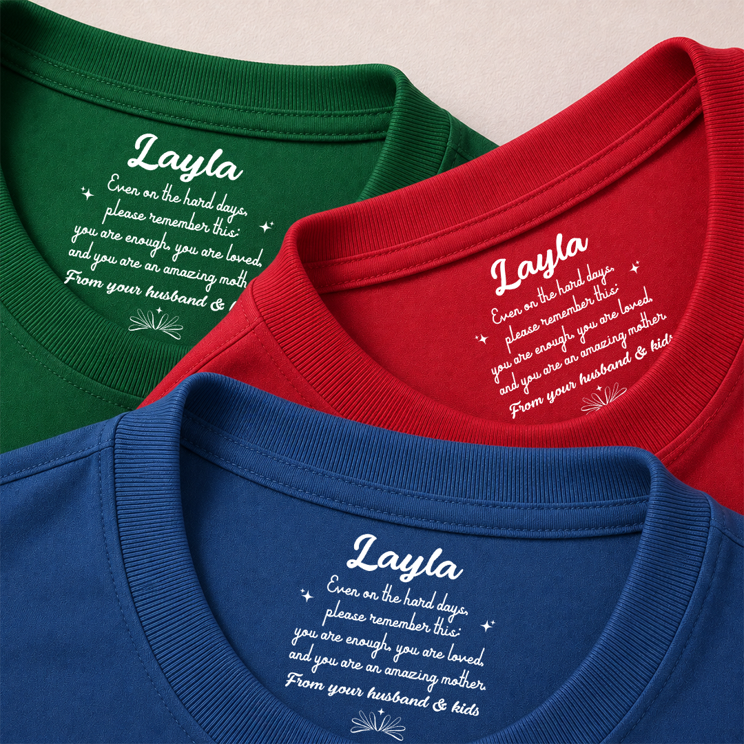PST251 You Are An Amazing Mother From your Husband & Kid - Personalized Inside Neck Print T-Shirt