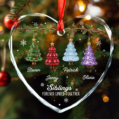 UPST185 Brother Sister Forever Linked Together - Personalized Glass Ornament