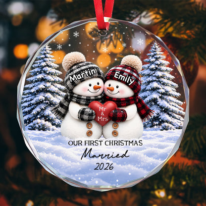 UPST176 Our First Christmas Married - Personalized Glass Ornament