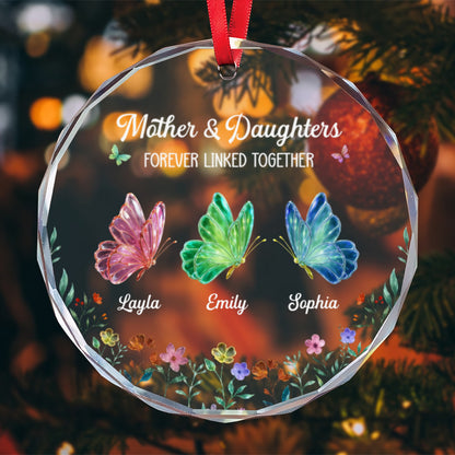 PST249 Mom And Daughters Butterflies - Personalized Glass Ornament