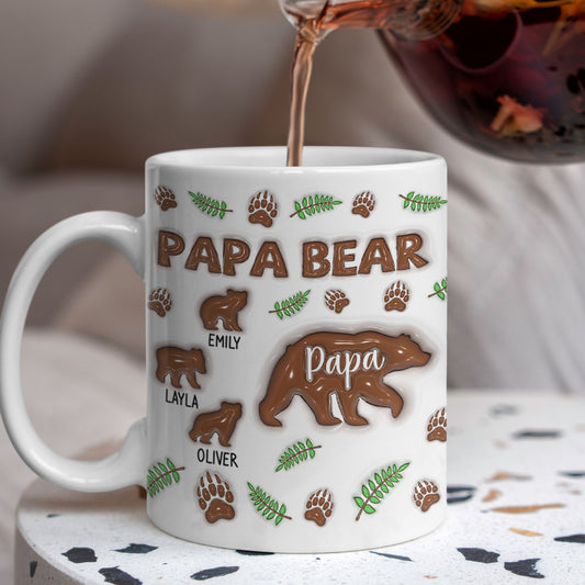 TPST02 Papa Bear 3D Inflated Effect - Personalized Mug