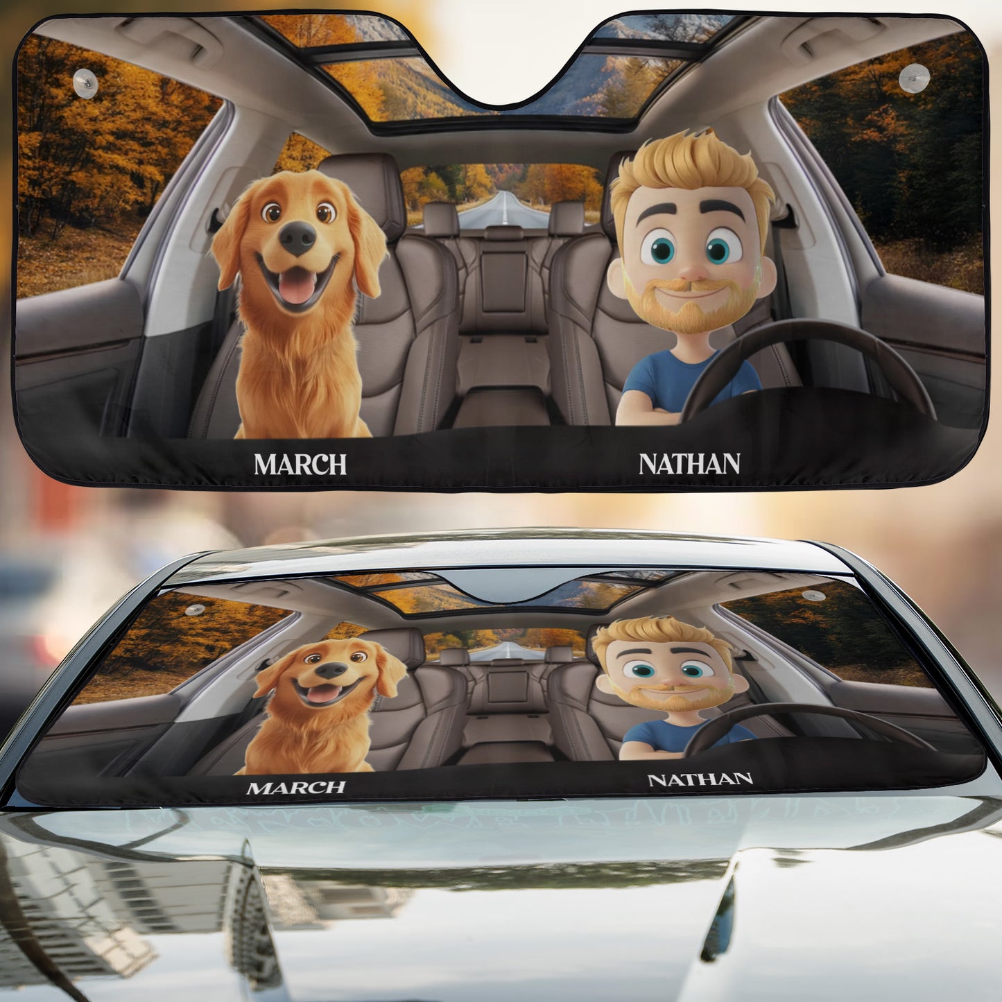 PSTC03 Dog Dad Mom - Personalized Custom Car Sunshade