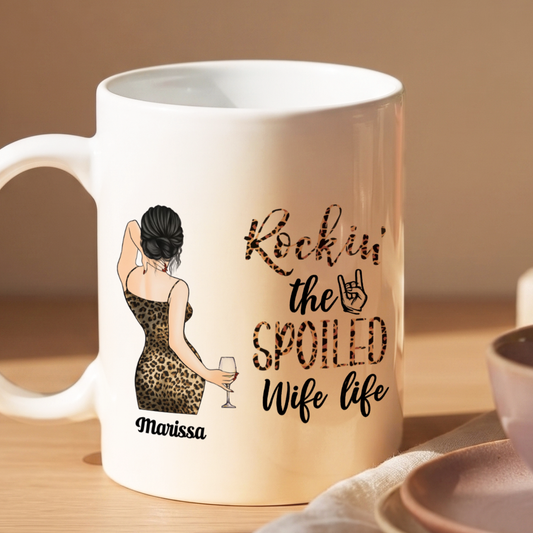 MPST06 Rocking The Spoiled Wife Life Leopard Pattern - Personalized White Mug Accent Mug