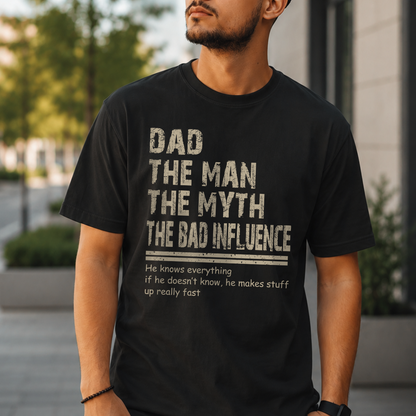 VPST44 Papa The Man The Myth The Bad Influence - Personalized T-shirt Hoodie