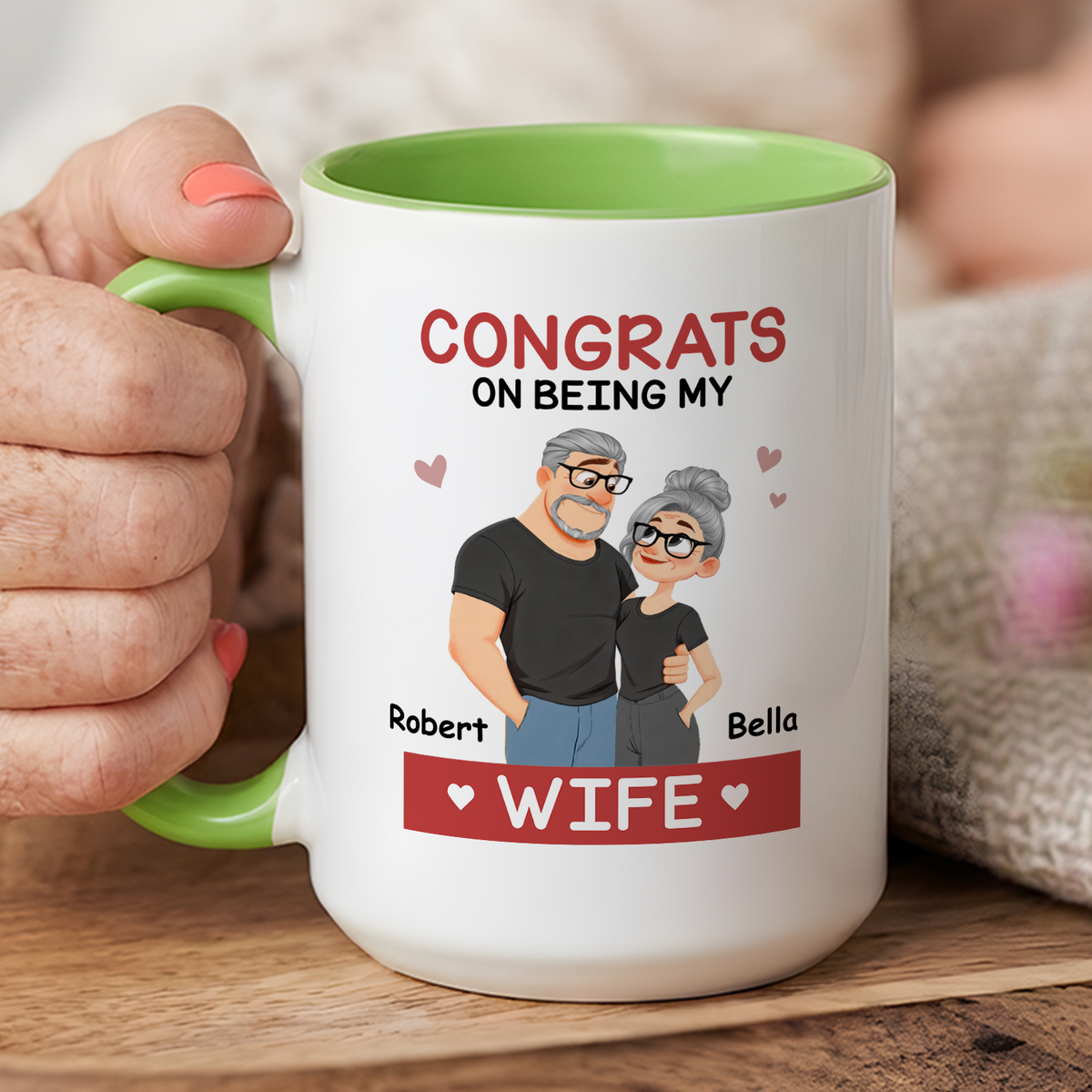 VPST85 Congrats On Being My Wife - Personalized White Mug Accent Mug