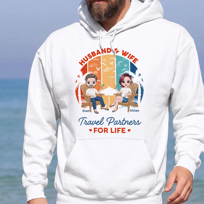 VPST36 Husband and Wife Travel Partners For Life - Personalized T-shirt Hoodie