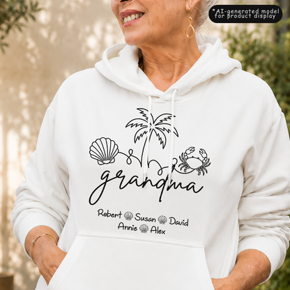 VPST62 Grandma Mom Beach Vibe - Personalized T-shirt Hoodie