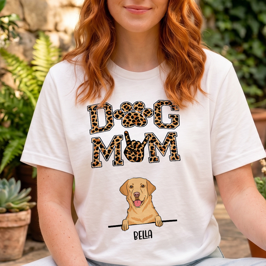 MPST16 Dog Mom Leopard Gingham - Personalized T-shirt Hoodie