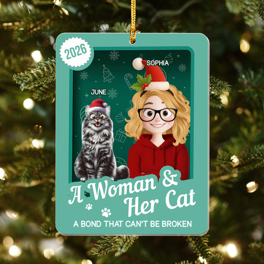 PSTG07 A Girl And Her Cat A Bond That Can't Be Broken - Personalized Acrylic Ornament