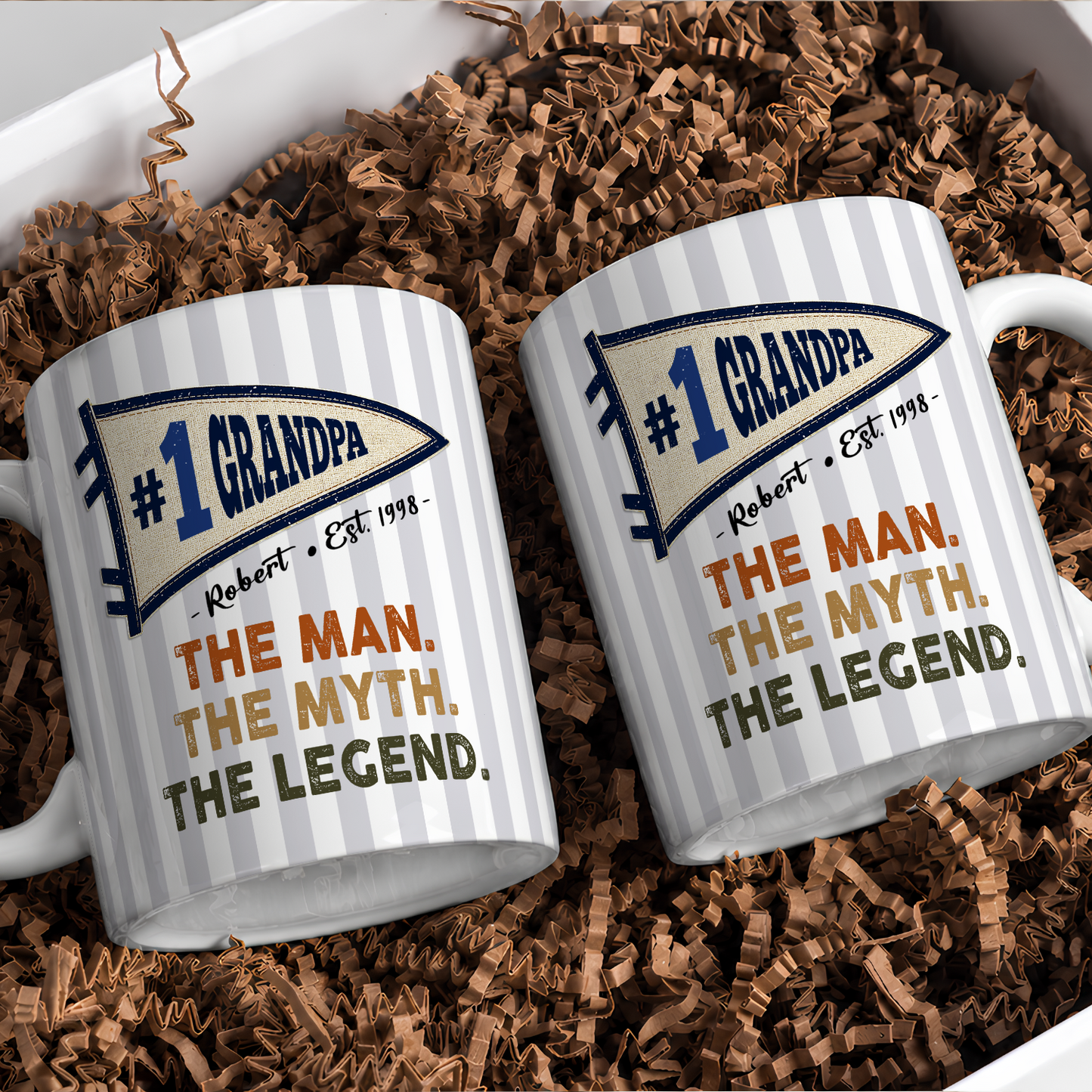 VPST57 Dad The Man The Myth The Legend Pennant Flag - Personalized White Mug Accent Mug