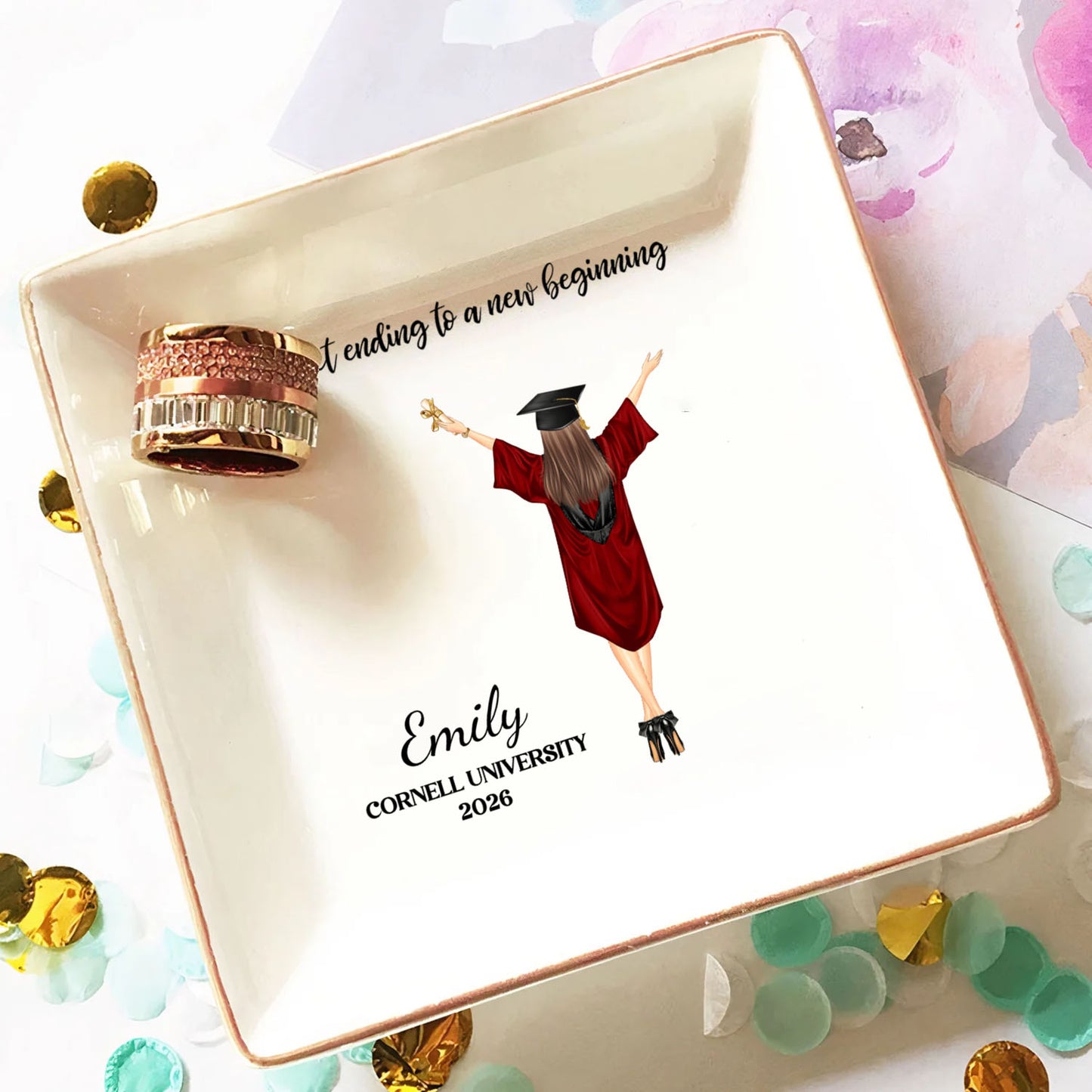 PSD06 A Sweet Ending To A New Beginning - Personalized Custom Jewelry Dish
