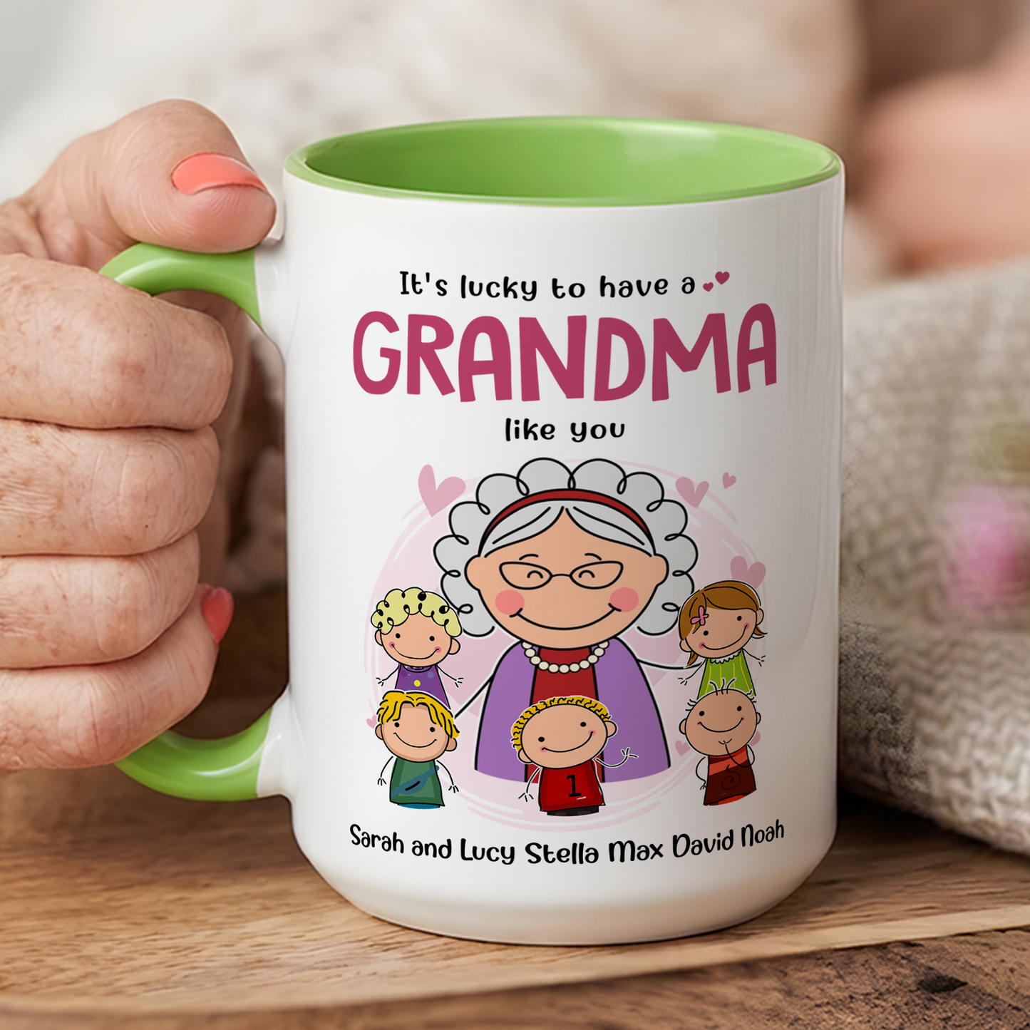 VPST03 It's Lucky To Have A Grandma/Grandpa Like You - Personalized White Mug Accent Mug