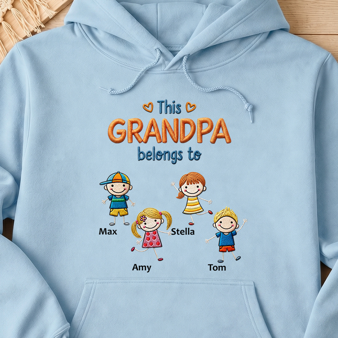 VPST12 This Grandpa Belong To Embroidery Effect - Personalized Custom T-shirt Hoodie