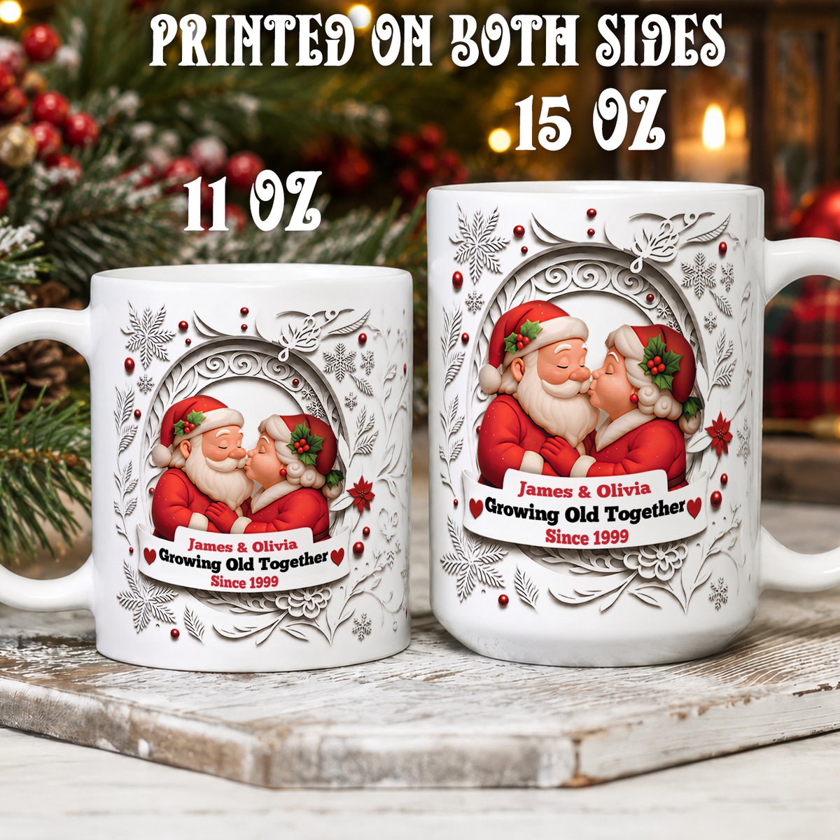VPST59 Growing Old Together Mr and Mrs Claus Christmas Couple - White Mug Accent Mug