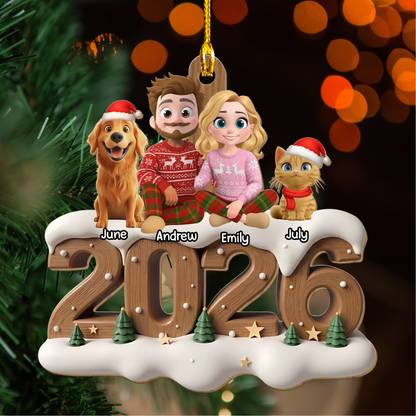 PSTG16 2026 Fur Parents Christmas 3D Effect - Personalized Wood Ornament