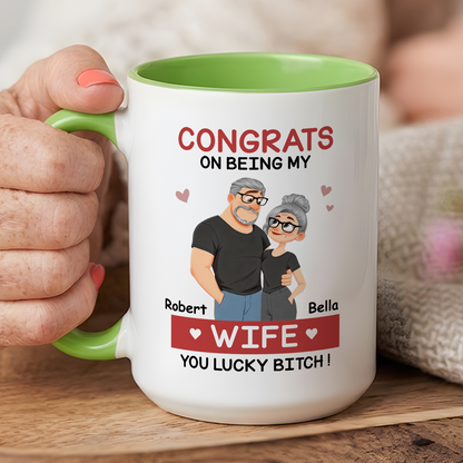 VPST84 Congrats On Being My Wife - Personalized White Mug Accent Mug