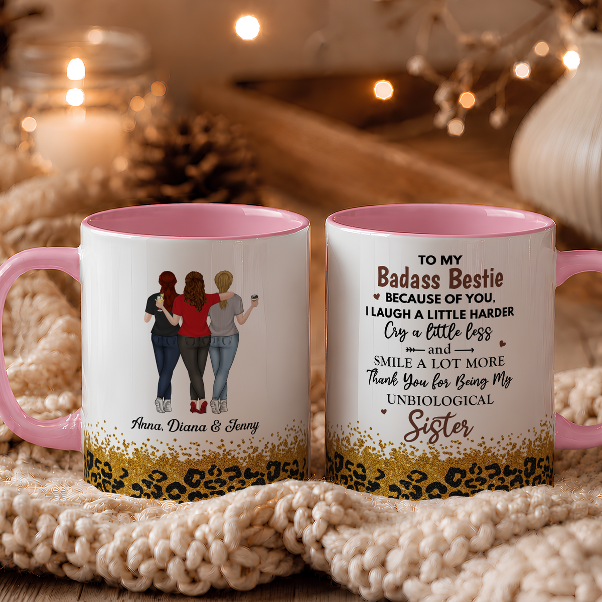 APST13 To My Badass Bestie Because Of You I Laugh A Little Harder - Personalized White Mug Accent Mug