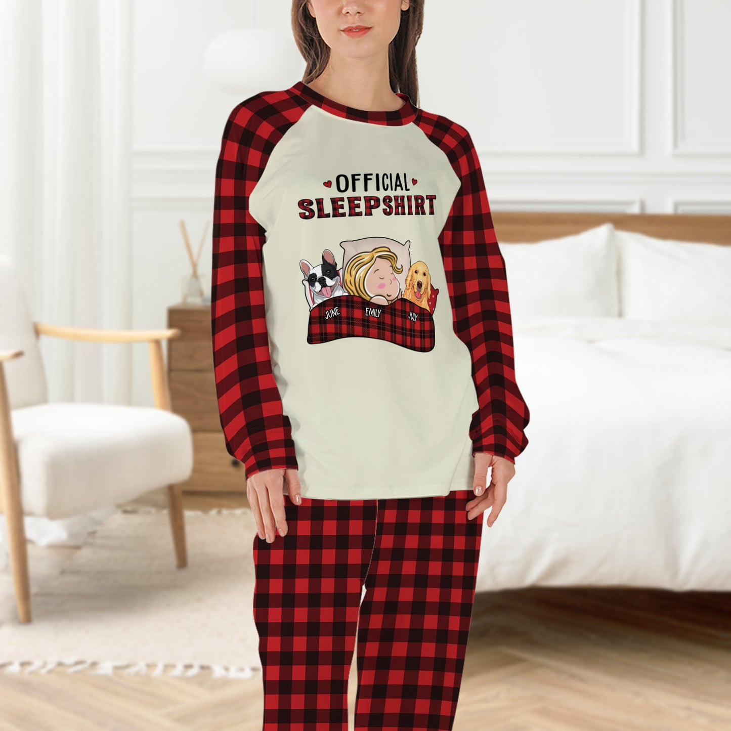PSTPA04 Official Sleepshirt Dog Lover - Personalized Custom Raglan Pajama Set
