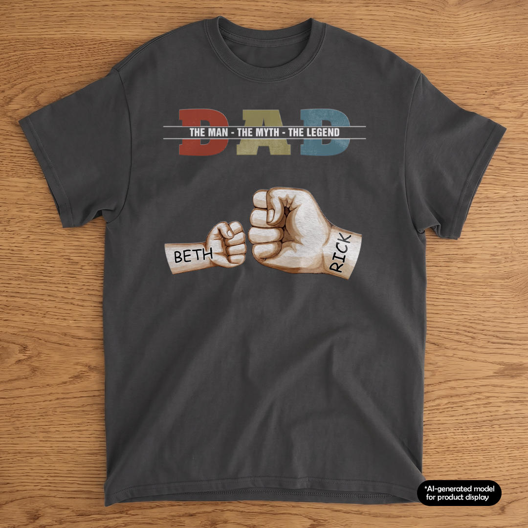 MPST02 Dad The Man The Myth The Legend - Personalized T-shirt Hoodie