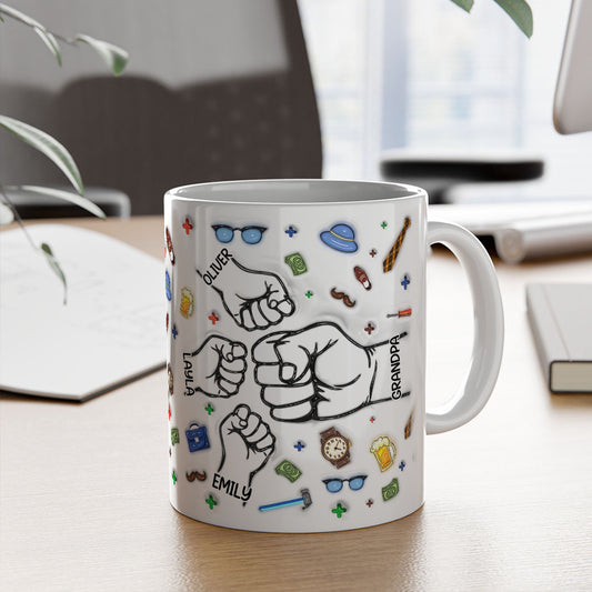 TPST01 Happy Father's Day Fist Bump Dad And Kid 3D Inflated Effect - Personalized Mug