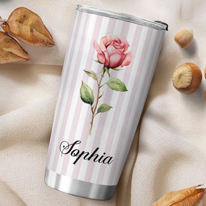 VPST75 Birth Flower Custom Name - Personalized Custom Tumbler