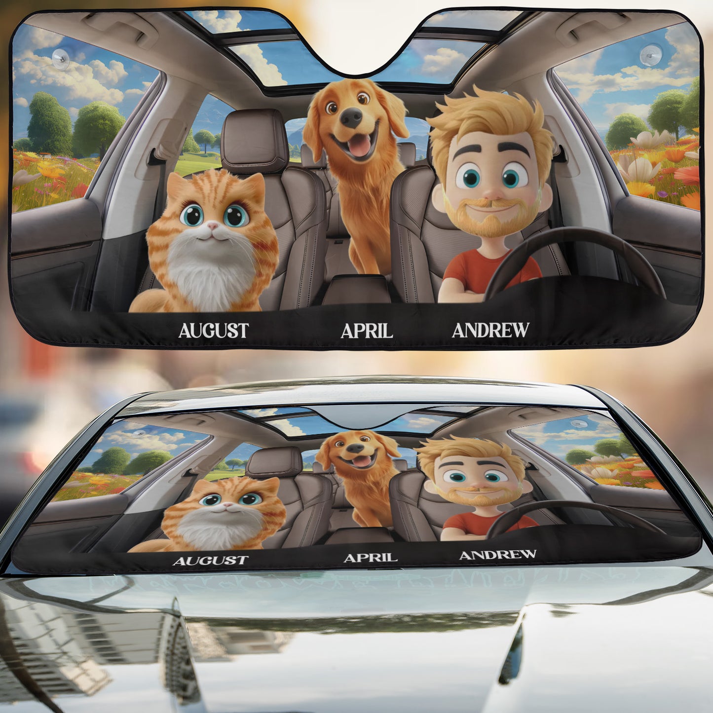 PSTC01 Fur Dog Cat Dad - Personalized Custom Car Sunshade