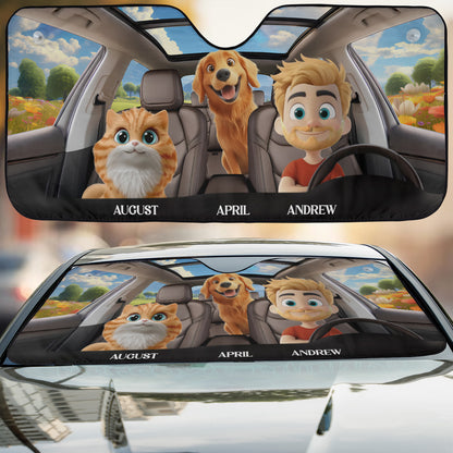 PSTC01 Fur Dog Cat Dad - Personalized Custom Car Sunshade