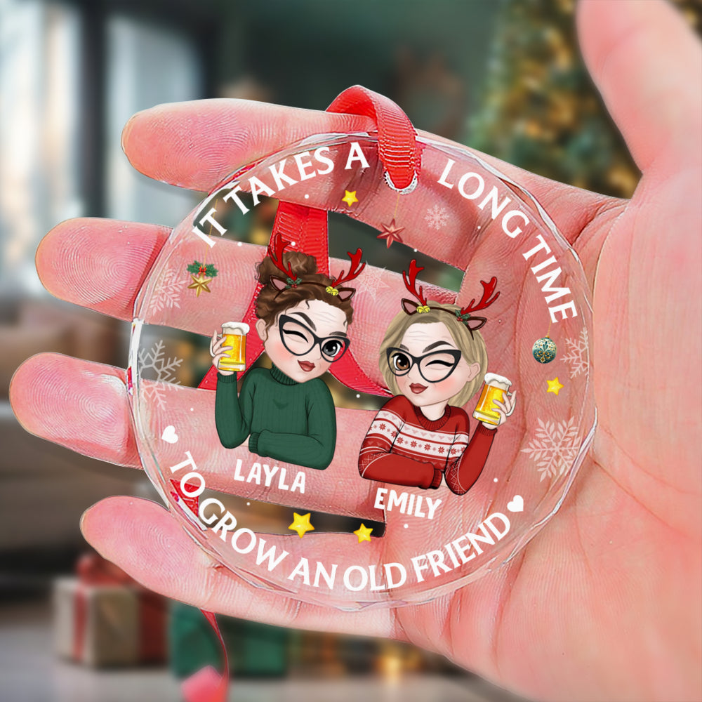 PSTG01 It Takes A Long Time To Grow An Old Friend Xmas - Personalized Glass Ornament