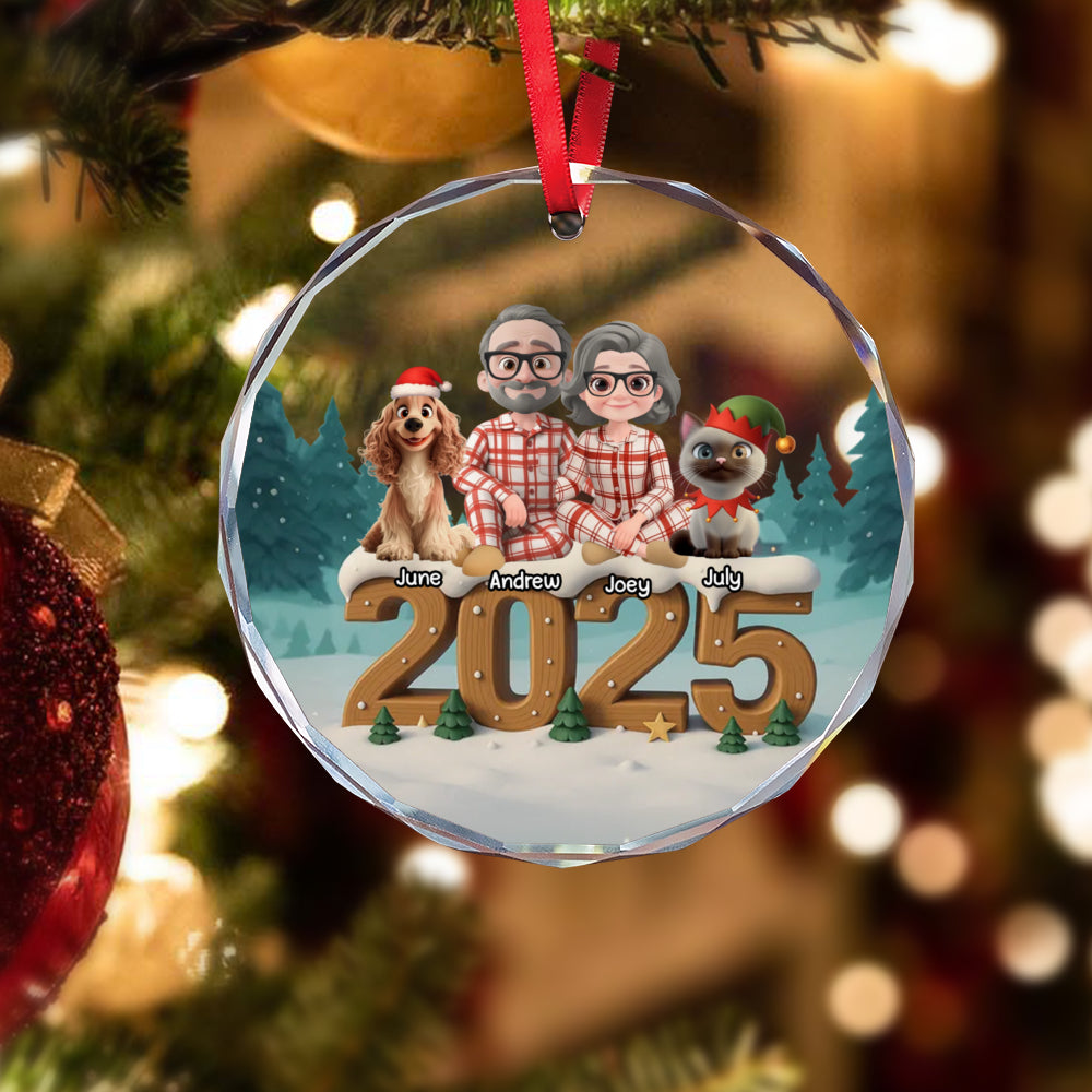 PSTG12 2025 Fur Parents Christmas 3D Effect - Personalized Glass Ornament