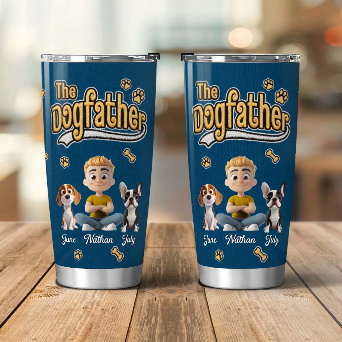VPST34 The Dog Father Embroidery Effect - Personalized Custom Tumbler