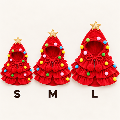 PST263 Christmas Tree Dog Costume with Name - Personalized Pet Cape