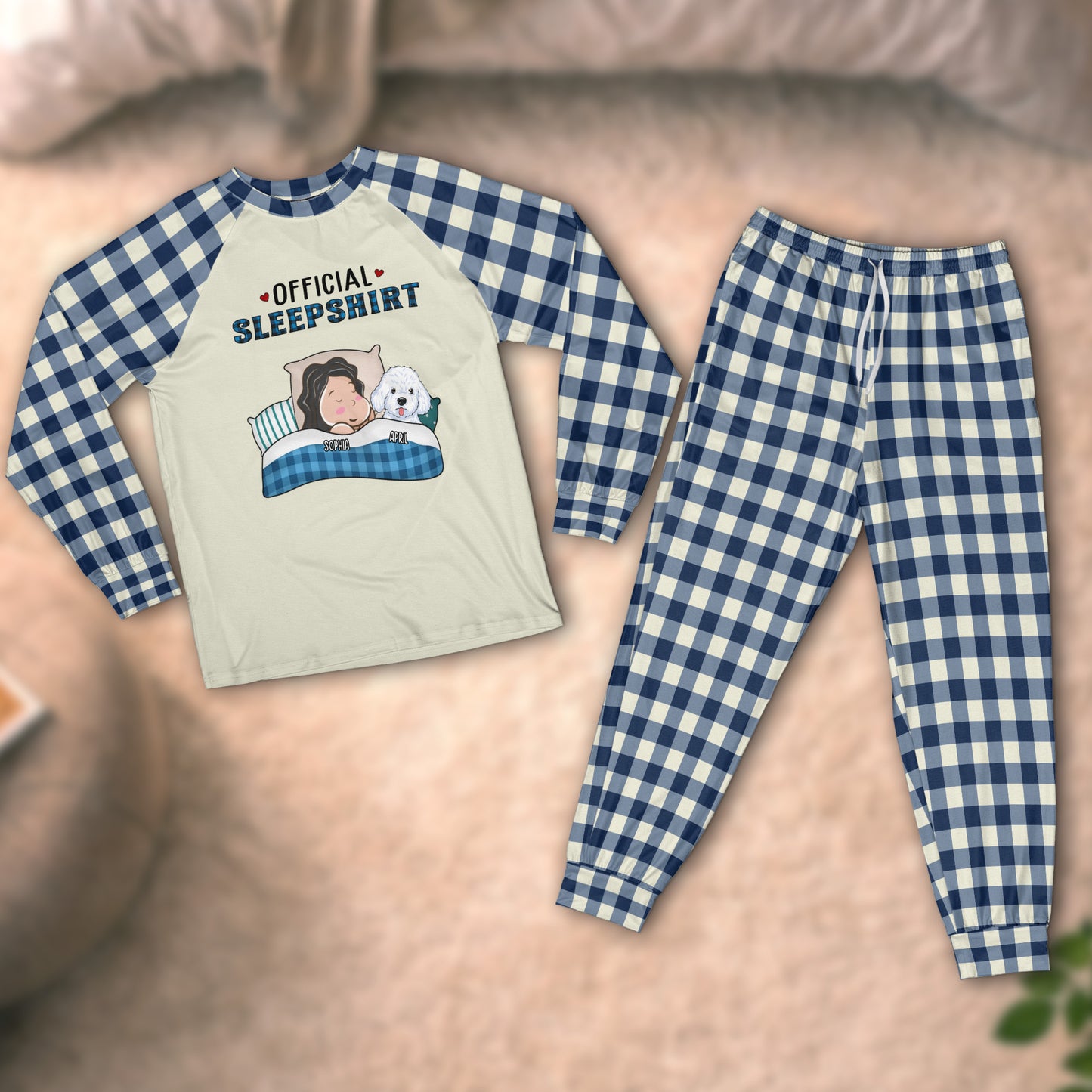 PSTPA04 Official Sleepshirt Dog Lover - Personalized Custom Raglan Pajama Set